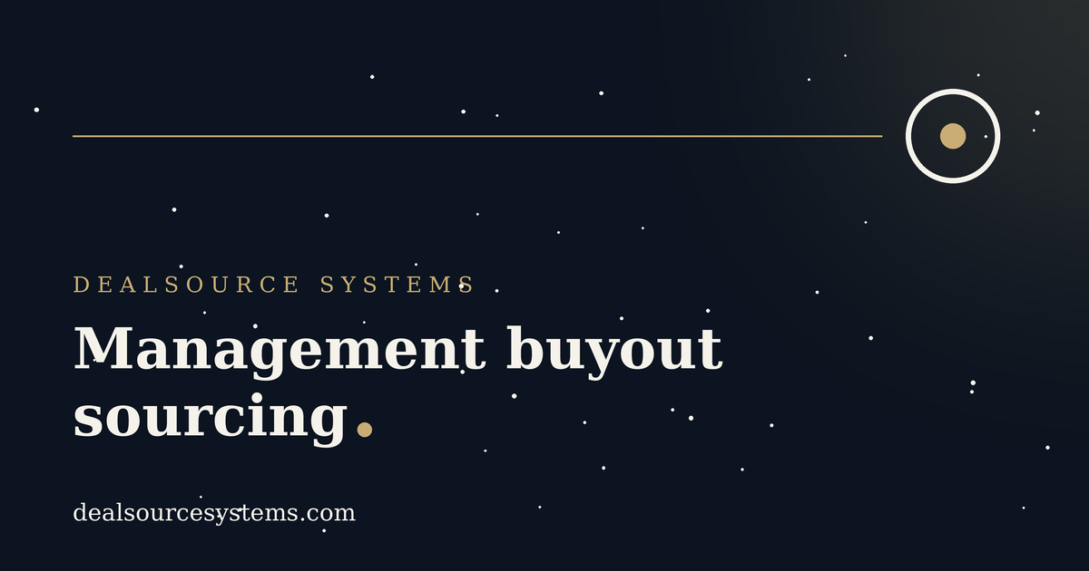 Management buyout sourcing: a PE playbook